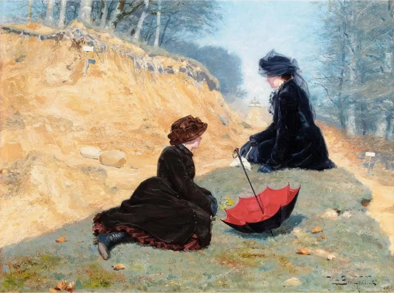 Due ragazze si riposano su un sentiero. - H. A. Brendekilde