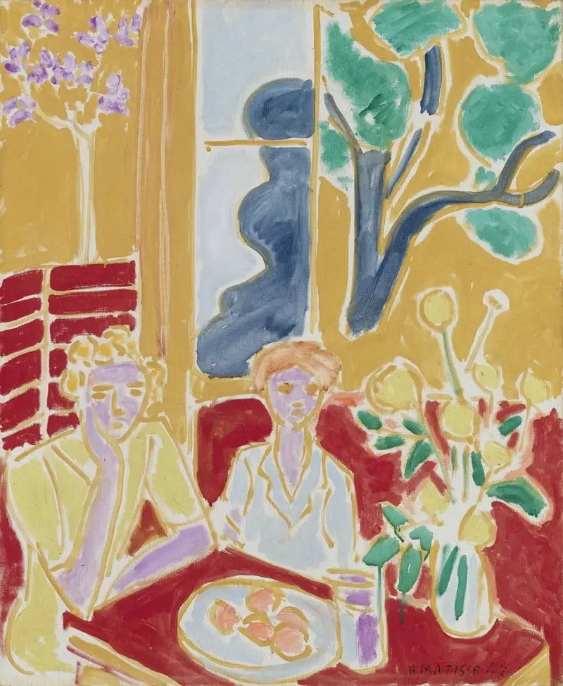 Due bambine, fondo giallo e rosso - Henri Matisse