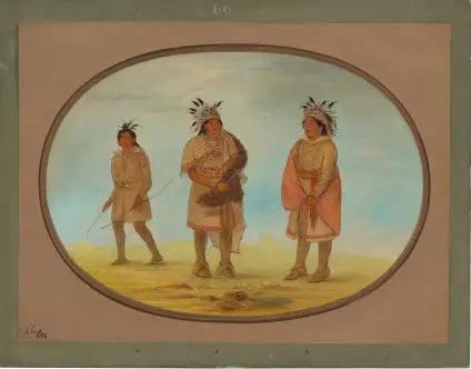 Deux guerriers Weeah et une femme - George Catlin - Alpha Reproduction
