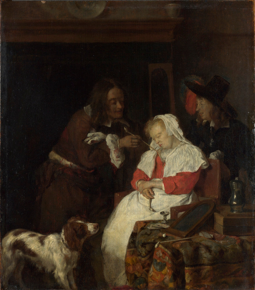 Deux hommes avec une femme endormie - Gabriel Metsu