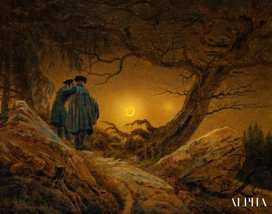 Deux hommes considérant la lune - Caspar David Friedrich - Reproductions de tableaux et peintures haut de gamme