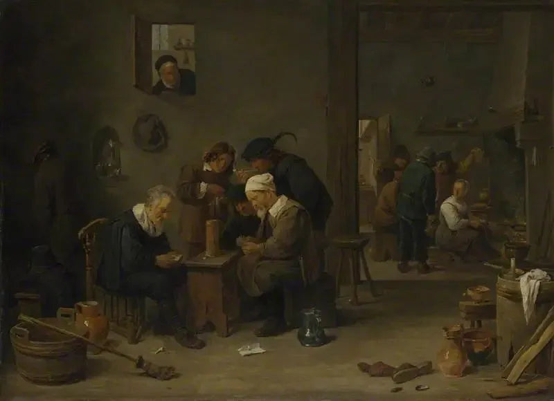 Due uomini che giocano a carte nella cucina di un'osteria - David Teniers il Giovane