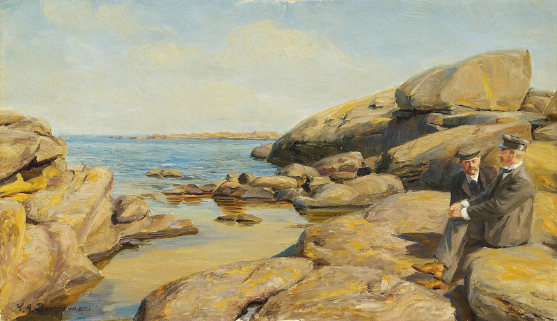 Due uomini su una spiaggia di Bornholm. - H. A. Brendekilde