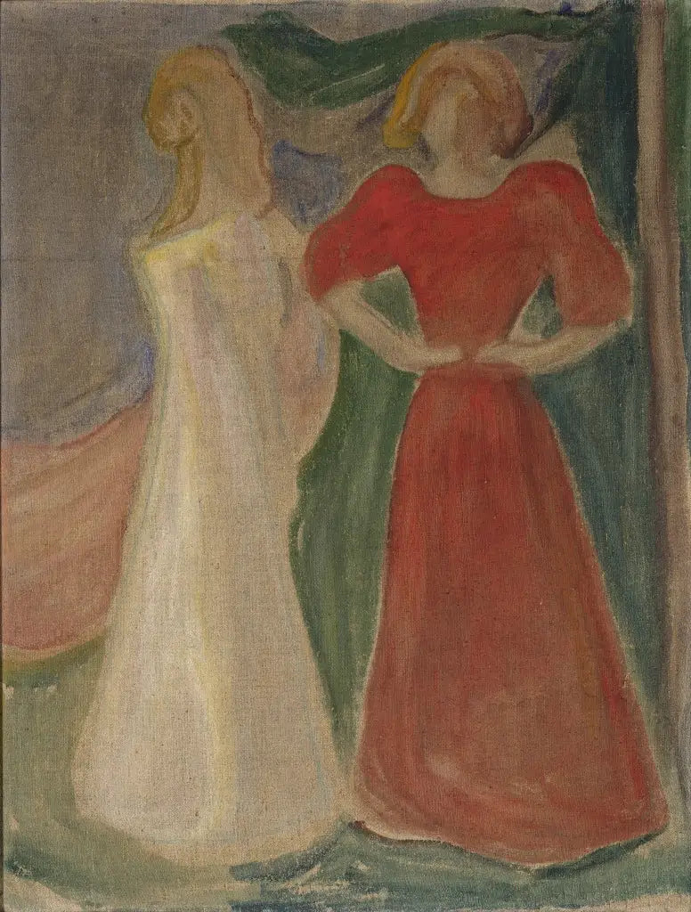 Due Giovani Donne in rosso e bianco (Frise Reinhardt) - Edvard Munch