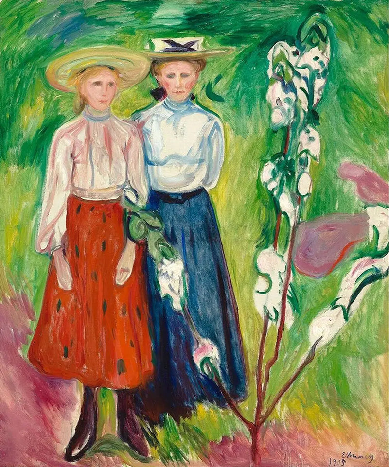 Due giovani ragazze nel giardino - Edvard Munch