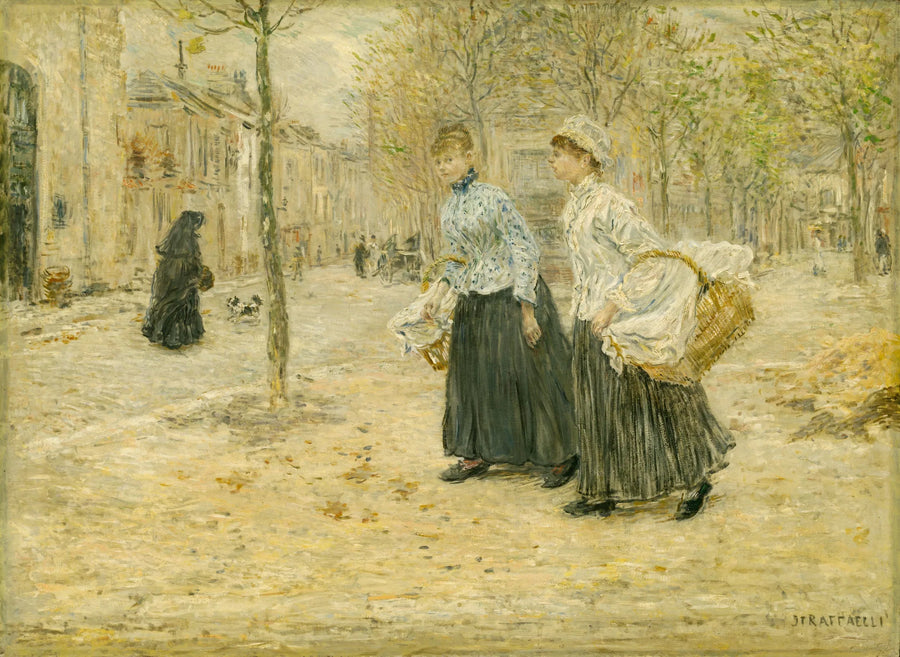 Due lavandaie attraversano un piccolo parco a Parigi - Jean-François Raffaele