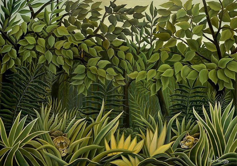 Due leoni in agguato nella giungla - Henri Rousseau