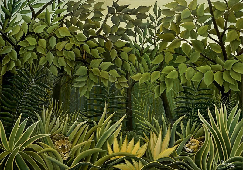 Due leoni in agguato nella giungla - Henri Rousseau
