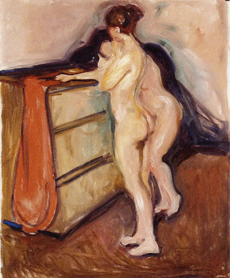 Due Nudi in piedi vicino a un comò - Edvard Munch