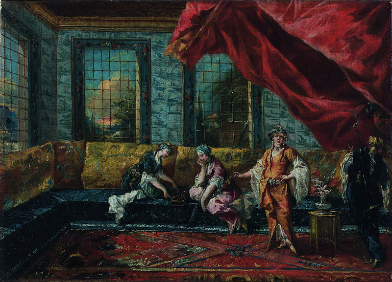 Due odalische che giocano a Mancala nel harem - Francesco Guardi