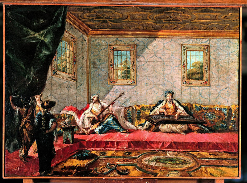Due odalische che suonano musica nell'harem - Francesco Guardi