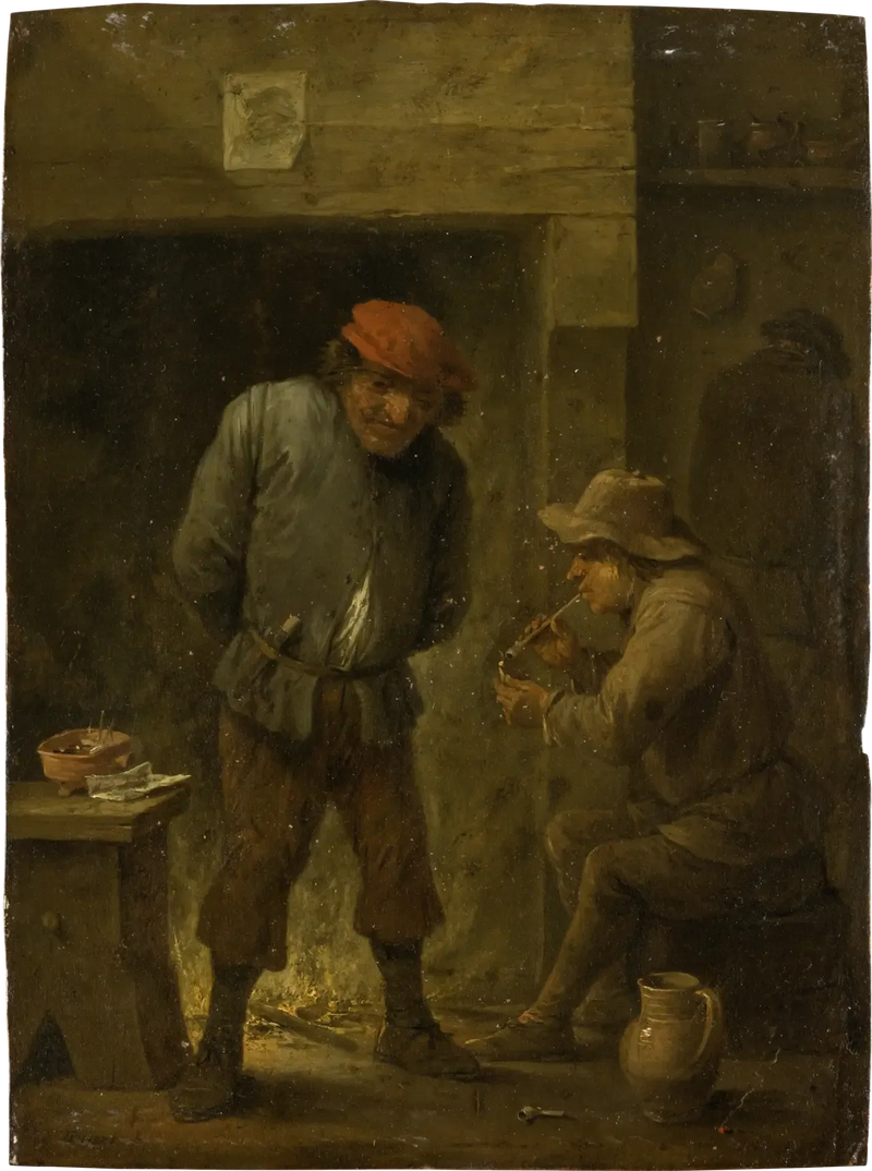 Due contadini all'angolo del fuoco - David Teniers il Giovane