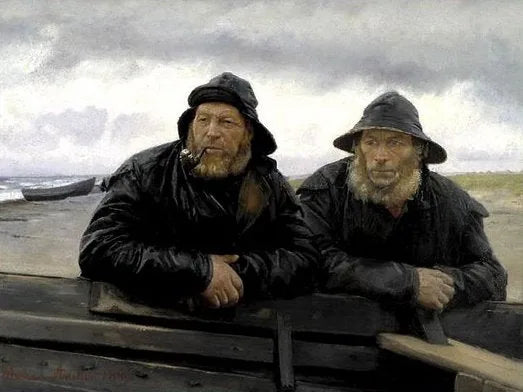 Due pescatori vicino a una barca - Michael Peter Ancher