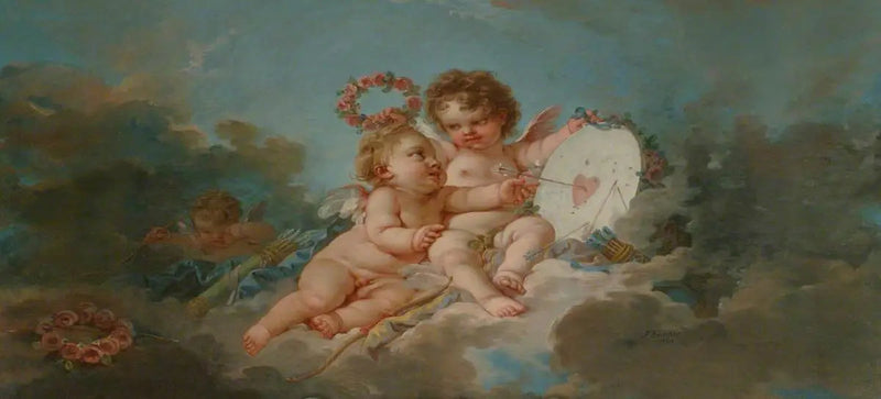 Due putti che giocano con un « Heartboard » - François Boucher