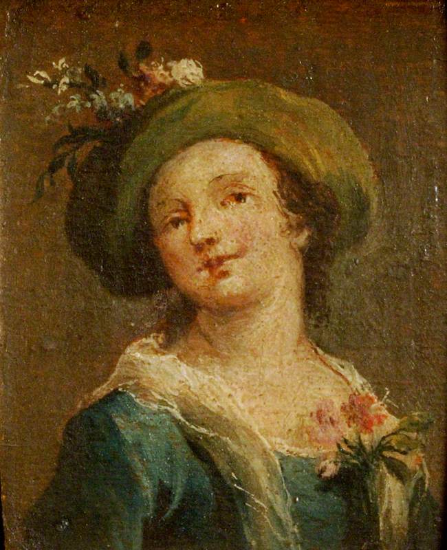 Due dipinti: Una ragazza con il cappello di profilo e una ragazza con il cappello frontale (diptico, pannello di destra) - Francesco Guardi