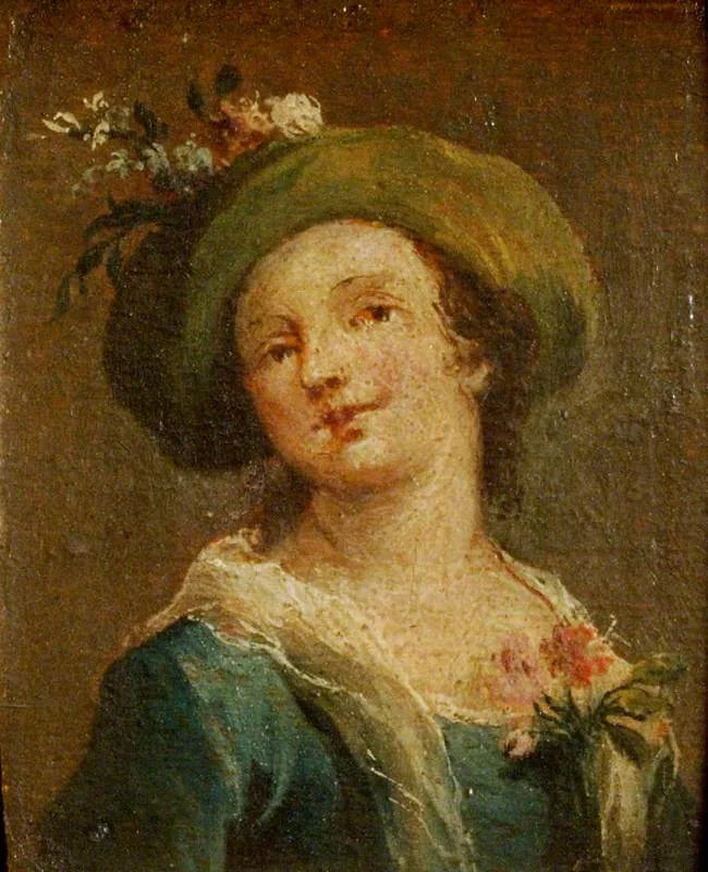 Due dipinti: Una ragazza con il cappello di profilo e una ragazza con il cappello frontale (diptico, pannello di destra) - Francesco Guardi