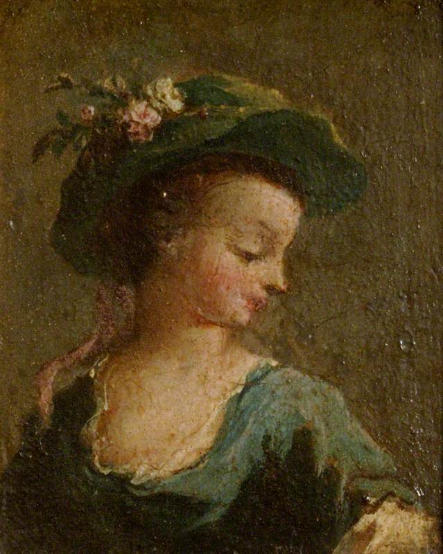 Due dipinti: Una ragazza con il cappello di profilo e una ragazza con il cappello frontale (diptico, pannello di sinistra) - Francesco Guardi