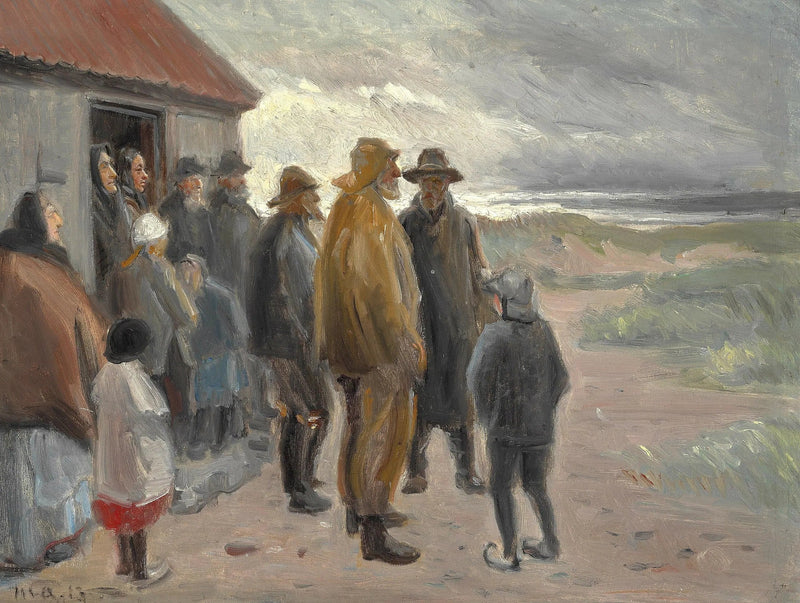 Davanti alla casa del pescatore. Tempo tempestoso, Skagen. - Michael Peter Ancher