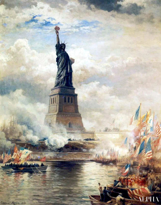 Dévoilement de la statue de la Liberté éclairant le monde, 1886 - Edward Moran - Reproductions de tableaux et peintures haut de gamme