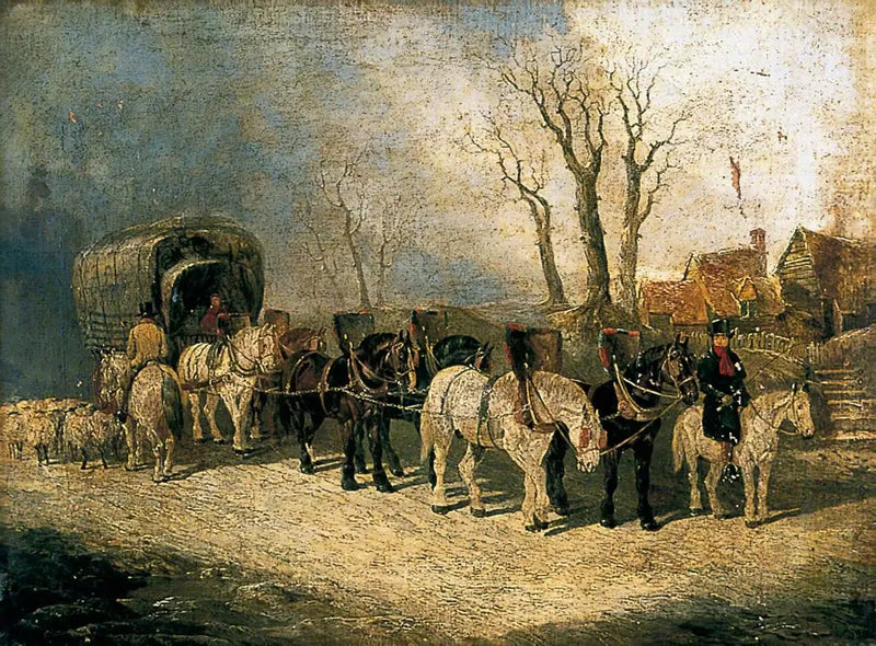 Diacre, il trasportatore da Londra a York, sulla strada in inverno - John Frederick Herring, Sr.
