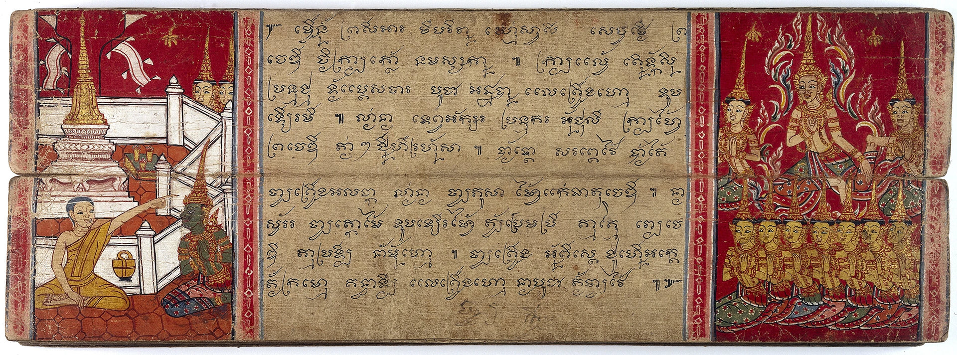 Dialogue de Phra Malai et du dieu Indra, Artiste thaïlandais anonyme, XIXe siècle