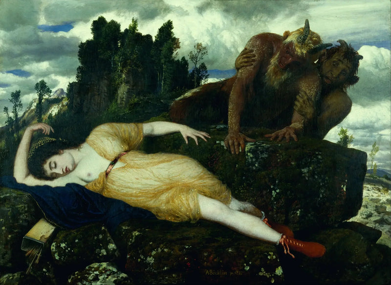 Diane endormie surveillée par deux fauni - Arnold Böcklin