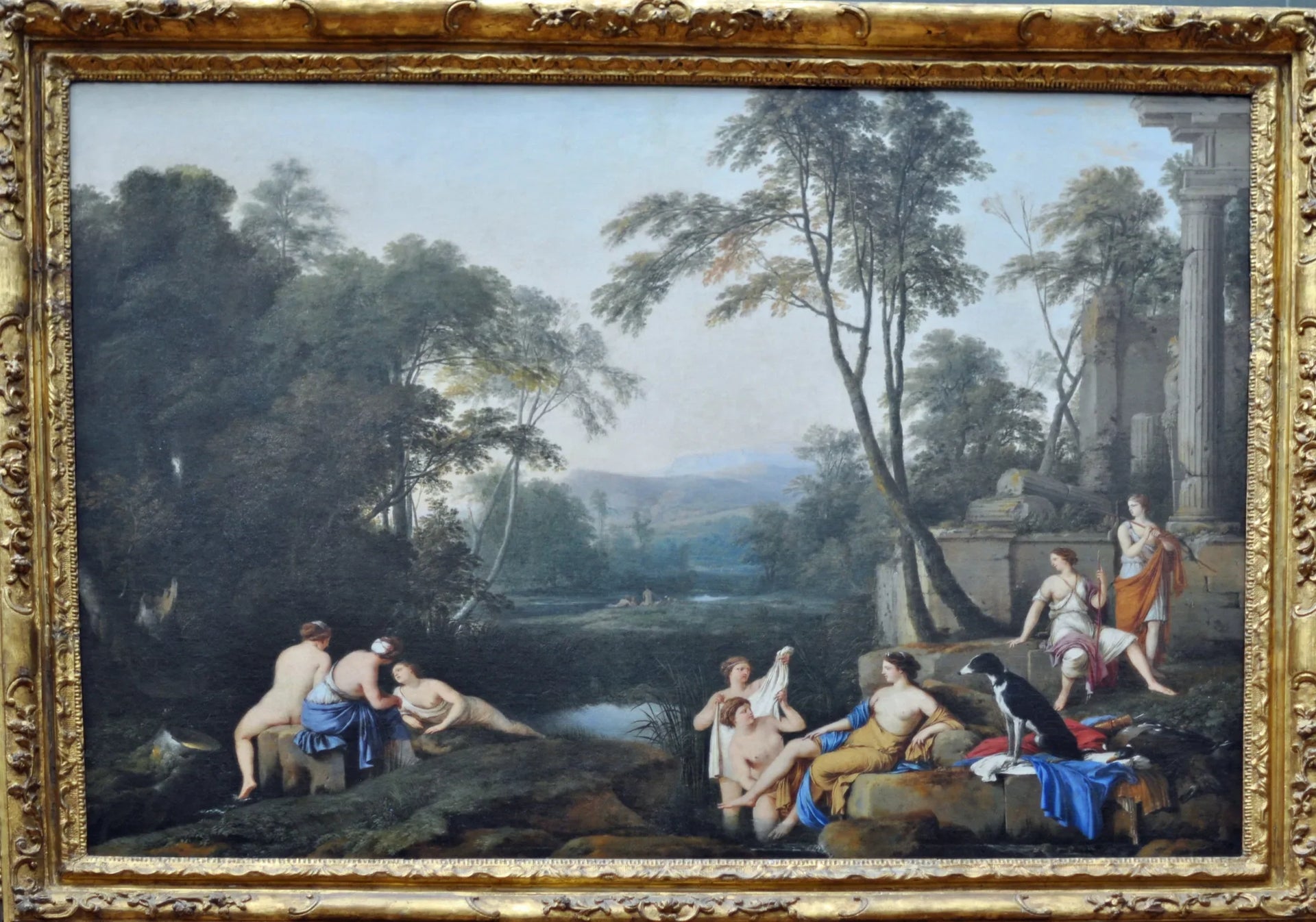 Diane et ses nymphes dans un paysage - Laurent de La Hyre image 1 copie de tableau peinte à la main