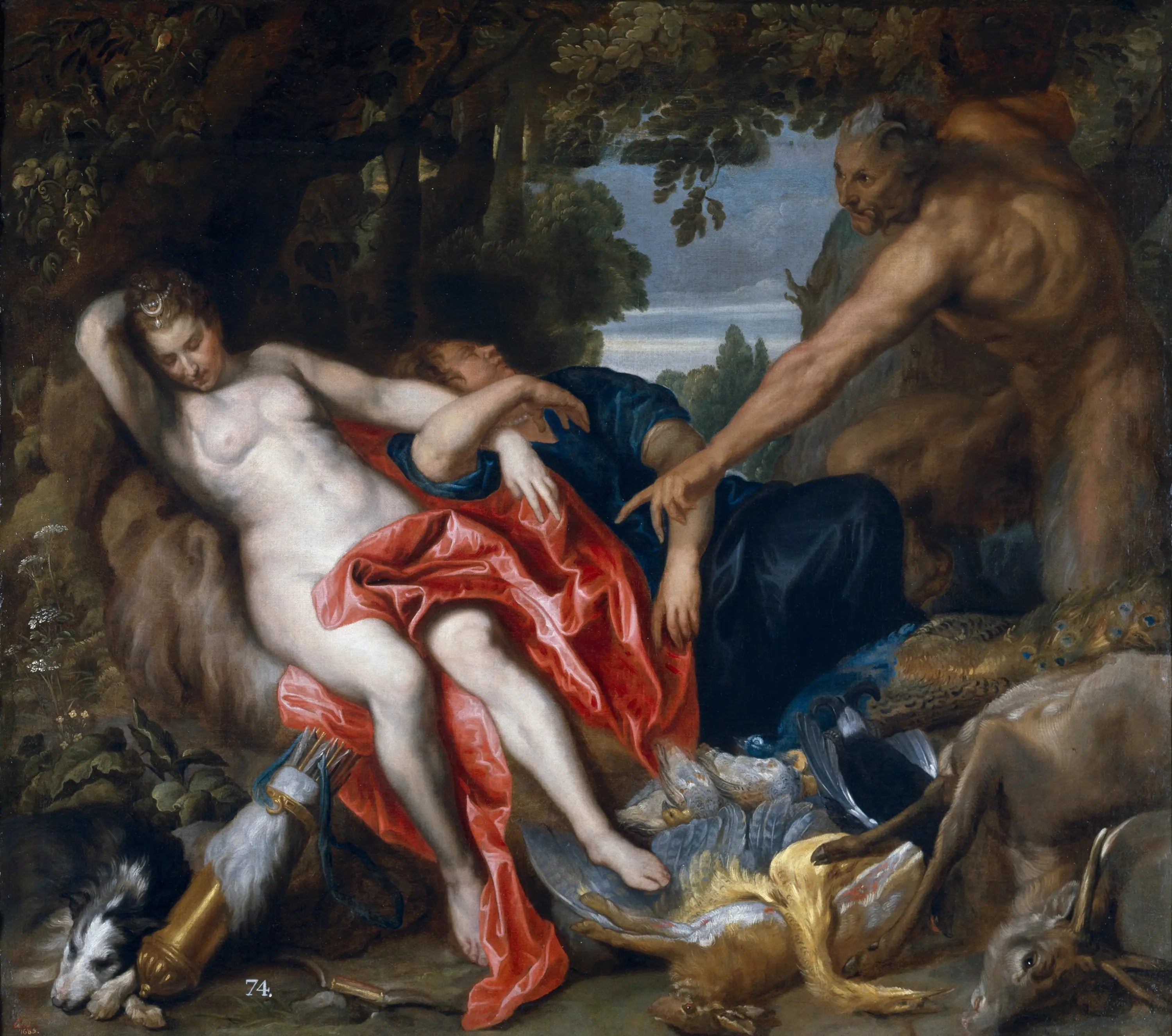 Diane et une nymphe surprises par un satyre - Antoine van Dyck image 1 copie peinte à la main à l’huile