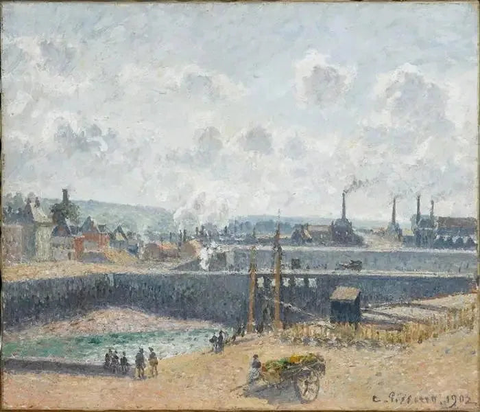 Dieppe, bacino Duquesne. Bassa marea, sole, mattina - Camille Pissarro