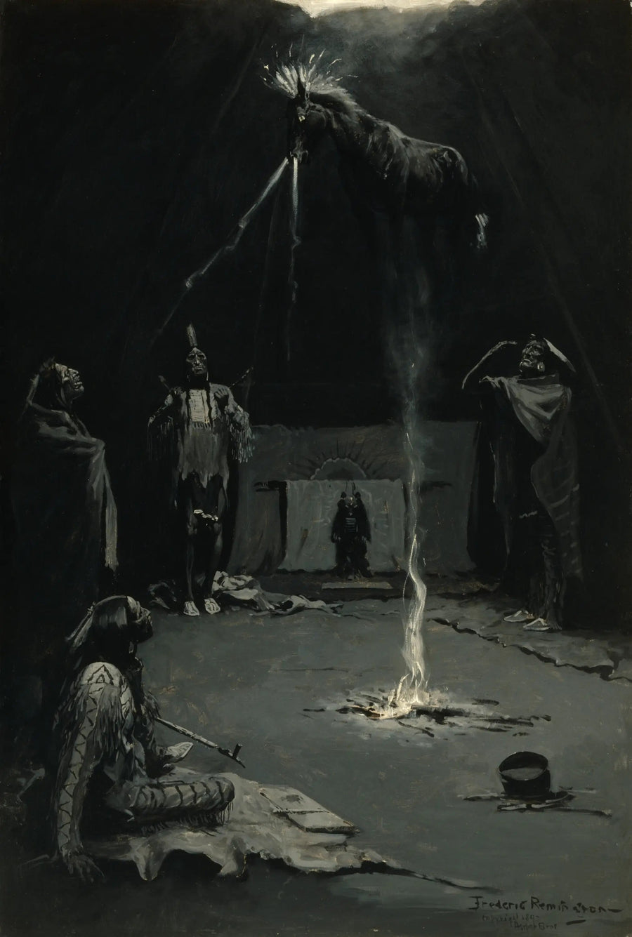 Dio del fuoco indiano (La marcia del cavallo di medicina) - Frederic Remington