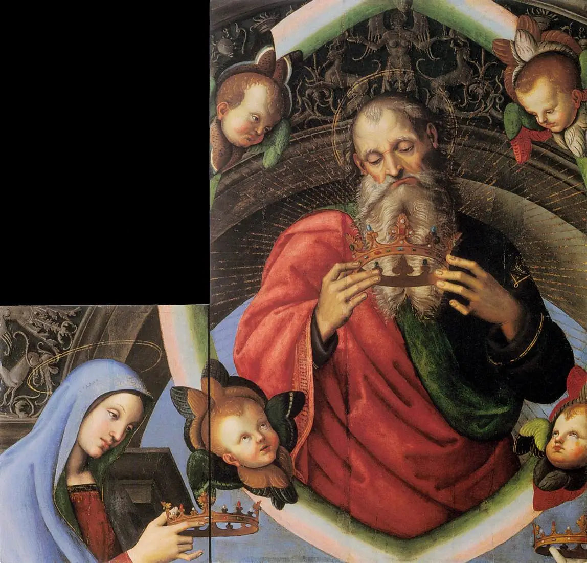 Reproduction du tableau « Dieu le Père et la Vierge Marie - Raphaël Sanzio » par Alpha Reproduction en peinture à l’huile