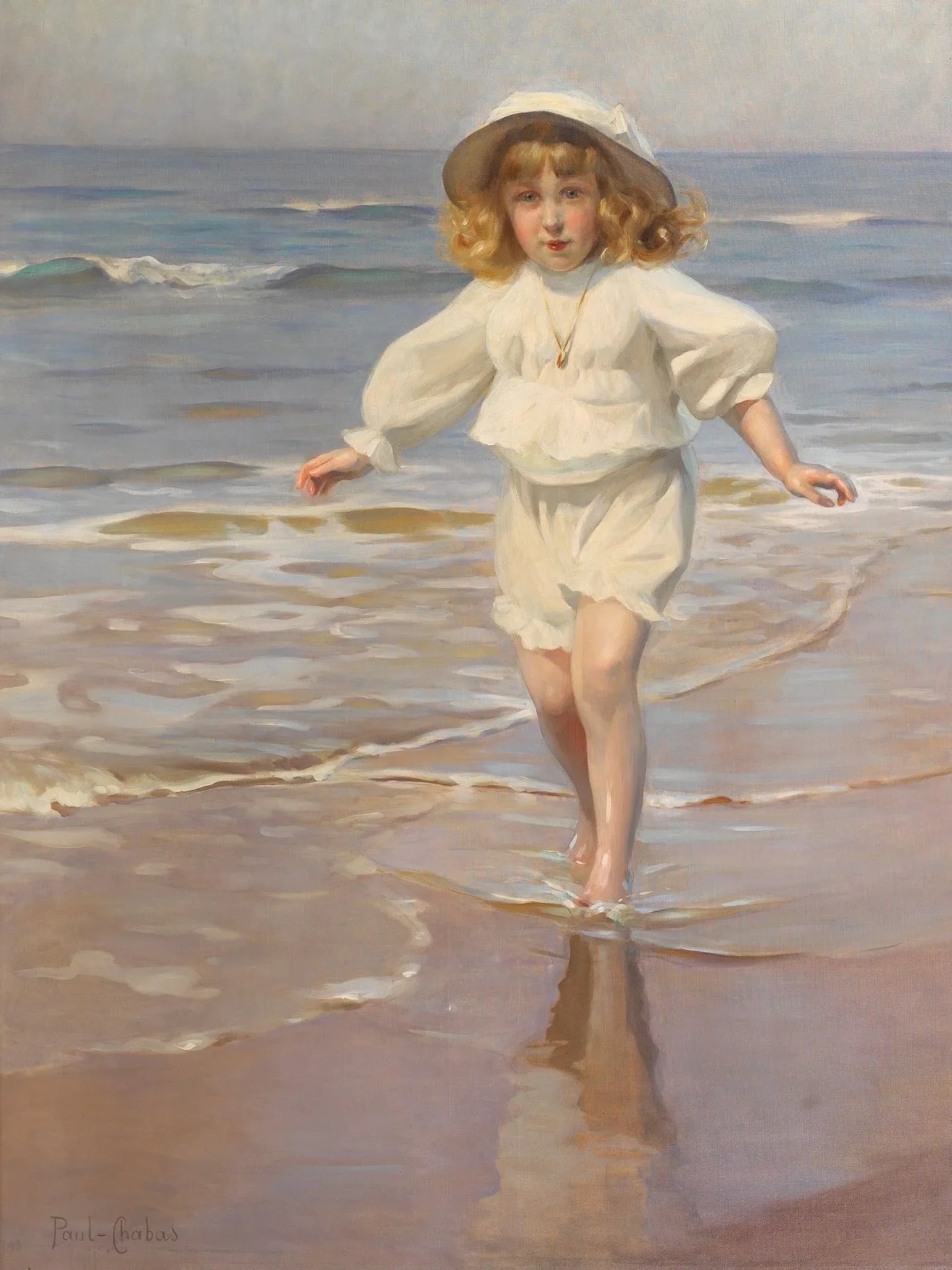Dolores de Pedroso y Sturdza at the beach of Biarritz - Paul Chabas image 1 reproduction d’œuvre d’art à l’huile