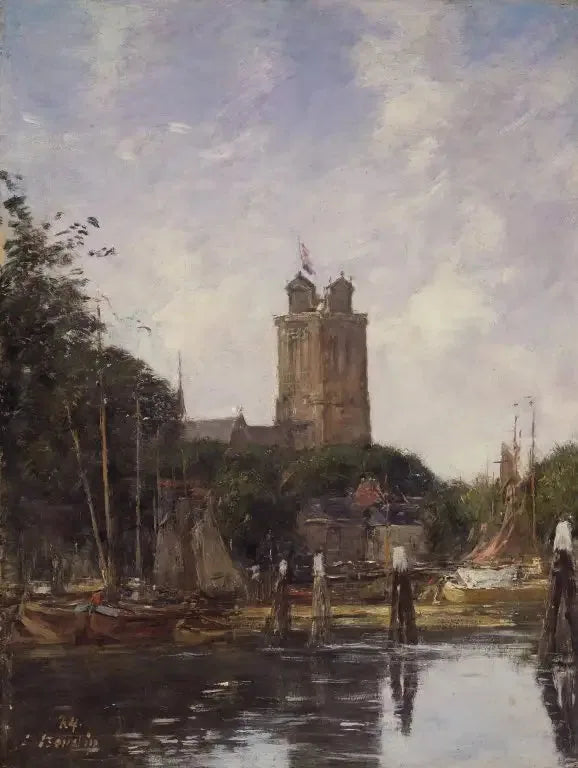 Dordrecht, la Grote Kerk dal canale - Eugène Boudin