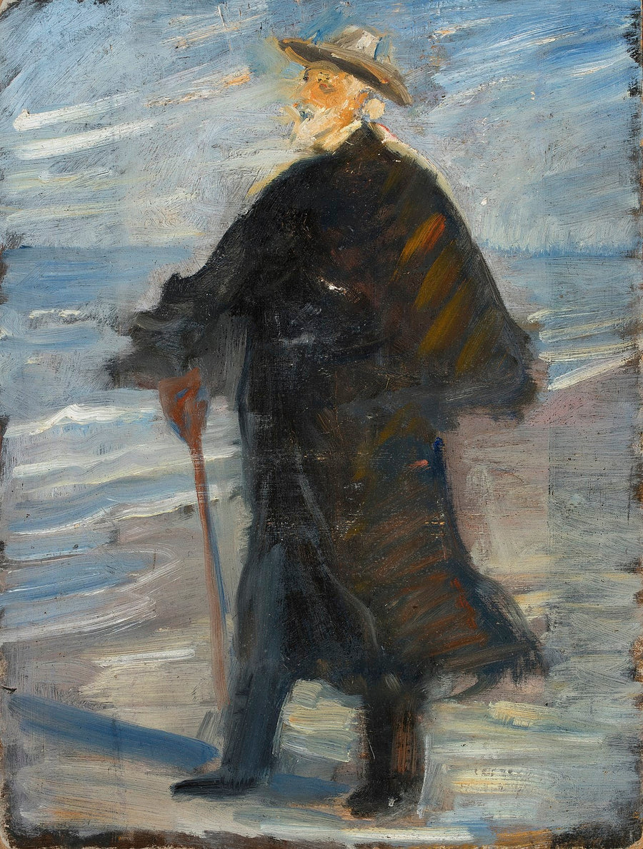 Drachmann sulla spiaggia - Michael Peter Ancher