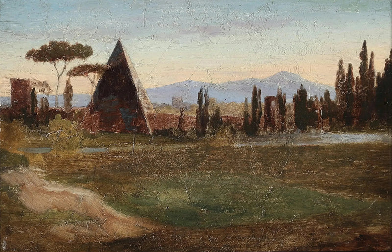 Dal cimitero protestante di Roma, con la piramide di Cestius e le montagne sullo sfondo. - H. A. Brendekilde