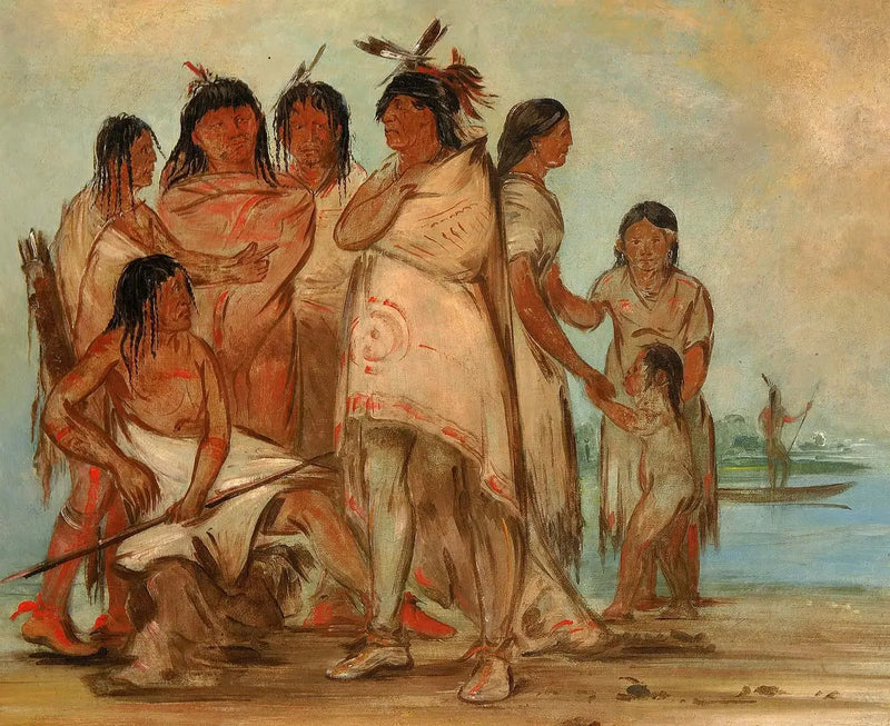 Du-cór-re-a, capo della tribù, e la sua famiglia - George Catlin
