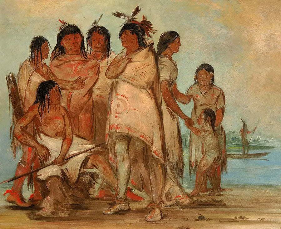 Du-cór-re-a, capo della tribù, e la sua famiglia - George Catlin