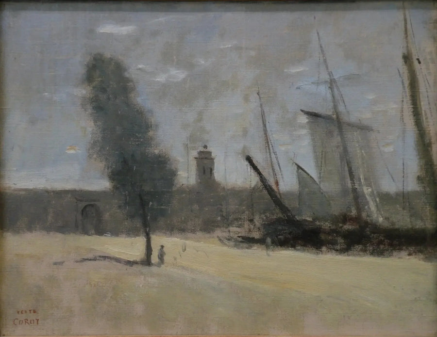 Dunkerque, mura e porta d'ingresso del porto - Jean-Baptiste Camille Corot