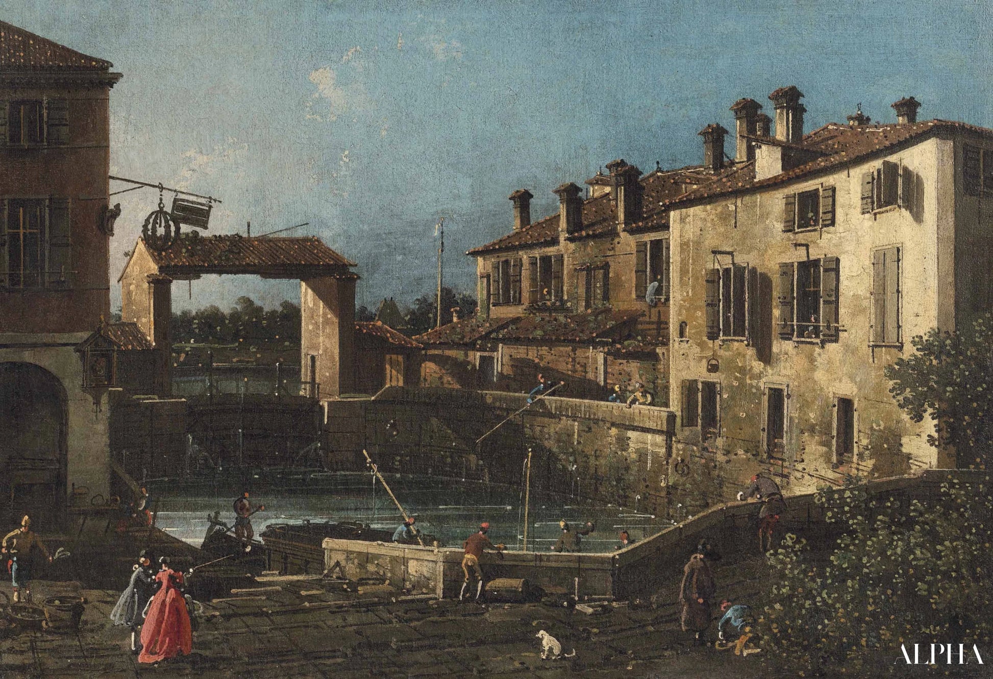 Chiusa del canale di Brenta a Dolo - Giovanni Antonio Canal - Riproduzioni di quadri e dipinti di alta qualità