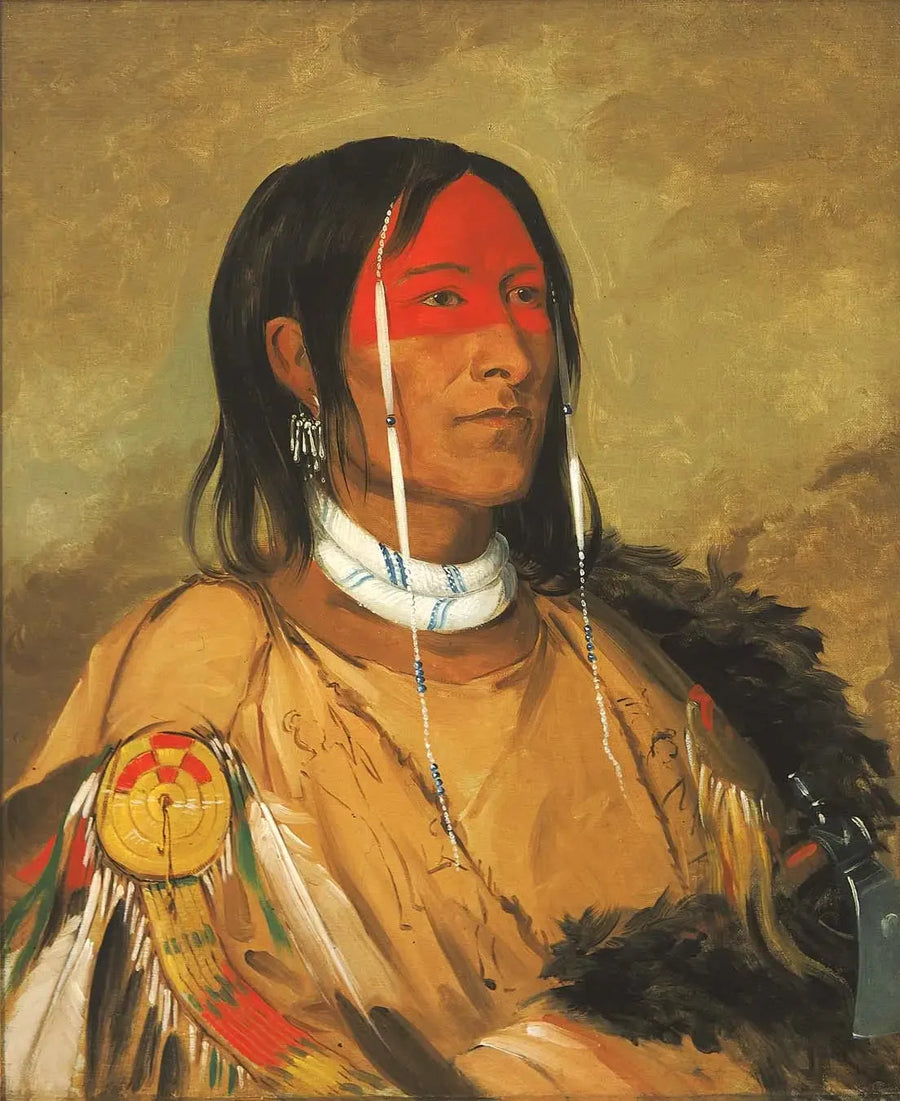 Eeh-tow-wées-ka-zeit, Celui qui a les yeux derrière lui (également connu sous le nom de Bras cassé), un courageux éminent - George Catlin
