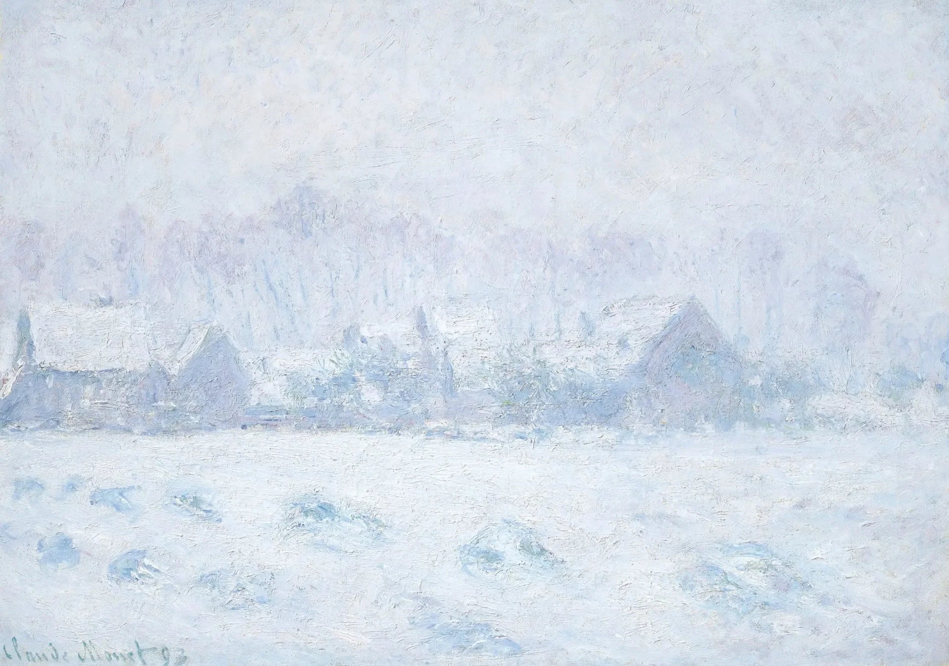 Effet de neige à Giverny - Claude Monet image 1 reproduction artisanale de tableau