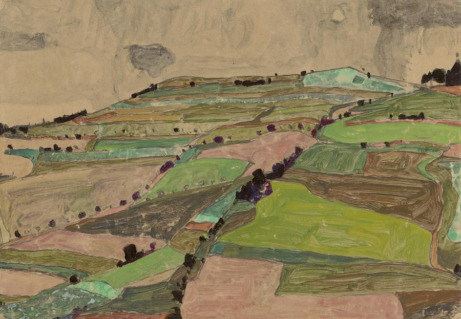 Paysage de champs (Kreuzberg près de Krumau, 1910) - Egon Schiele