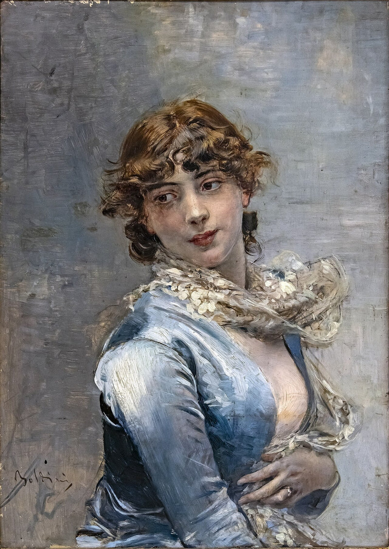 Elegante con abito blu - Giovanni Boldini