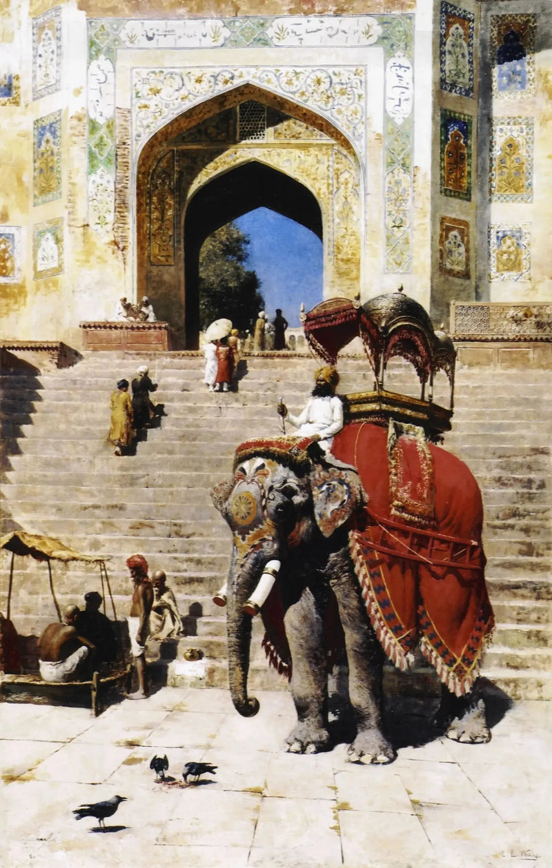 Elefante reale all'ingresso della moschea Jami, Mathura - Edwin Lord Weeks