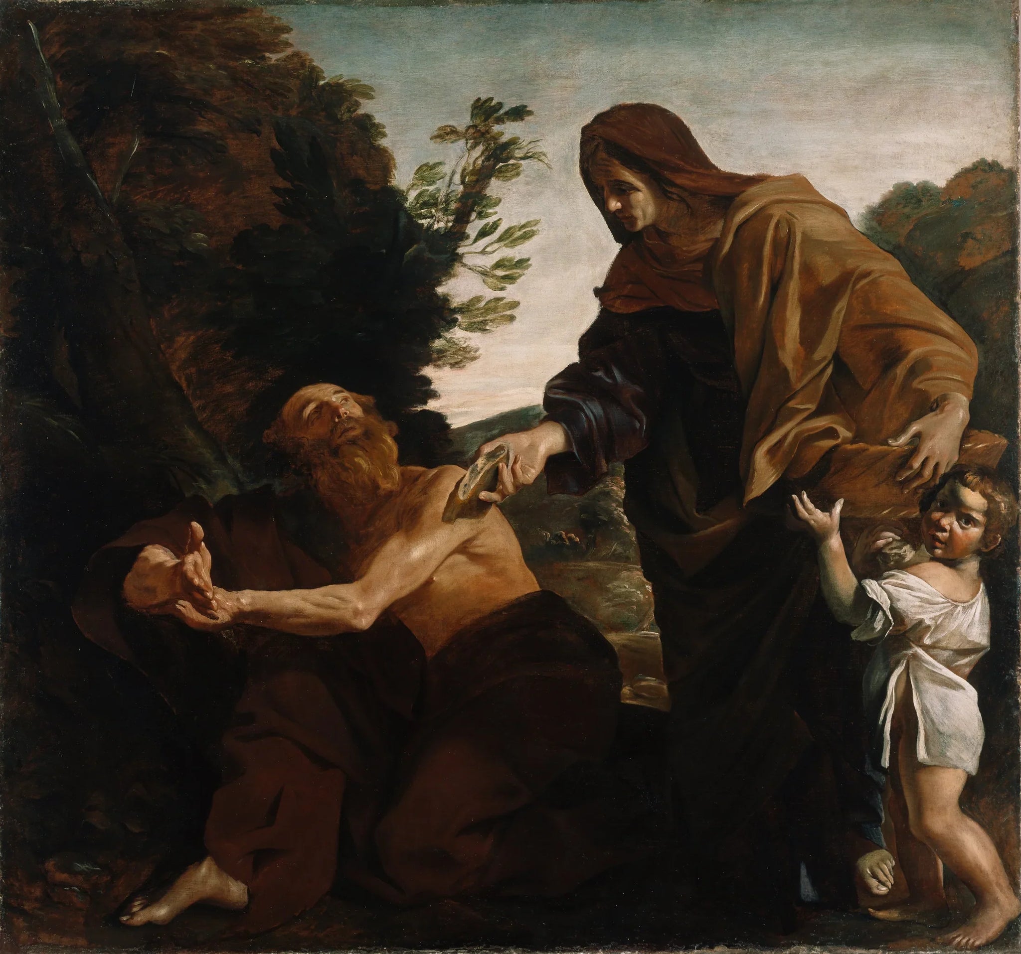 Élie recevant du pain de la veuve de Sarepta - Giovanni Lanfranco image 1 tableau peint à l’huile sur toile