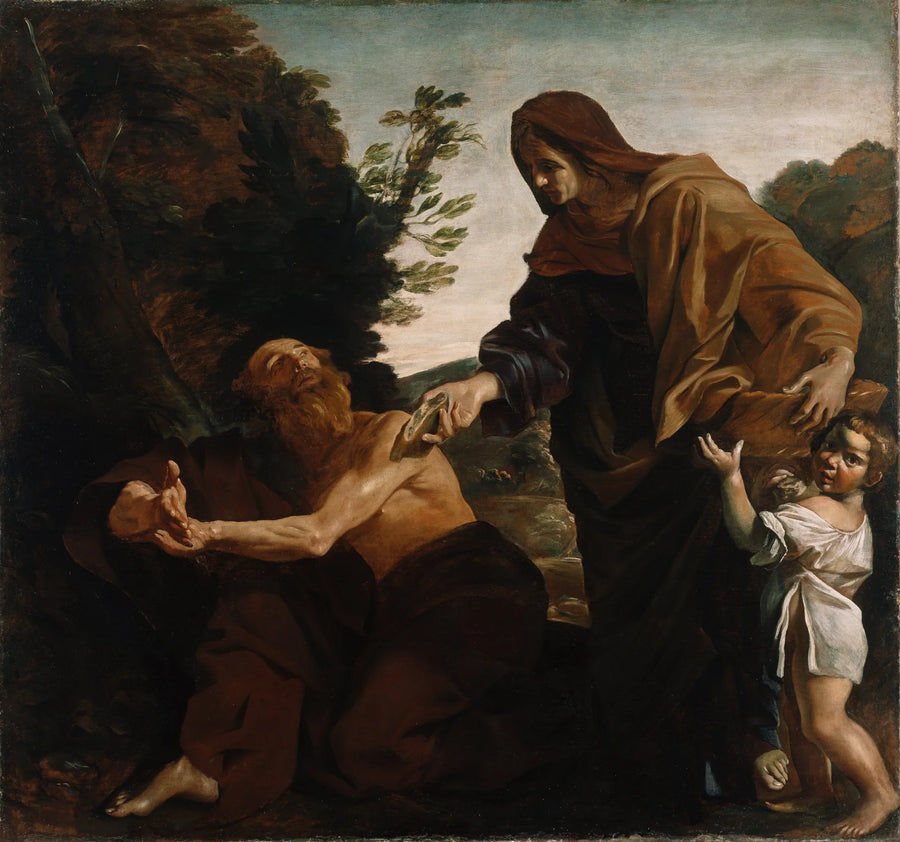 Élie ricevendo del pane dalla vedova di Sarepta - Giovanni Lanfranco