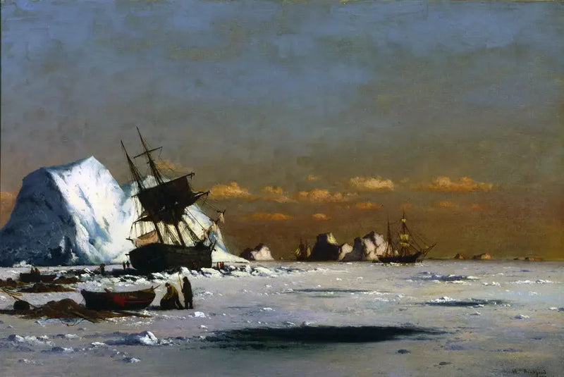 In attesa dello scongelamento (scena di caccia alla balena nell'Artico) - William Bradford