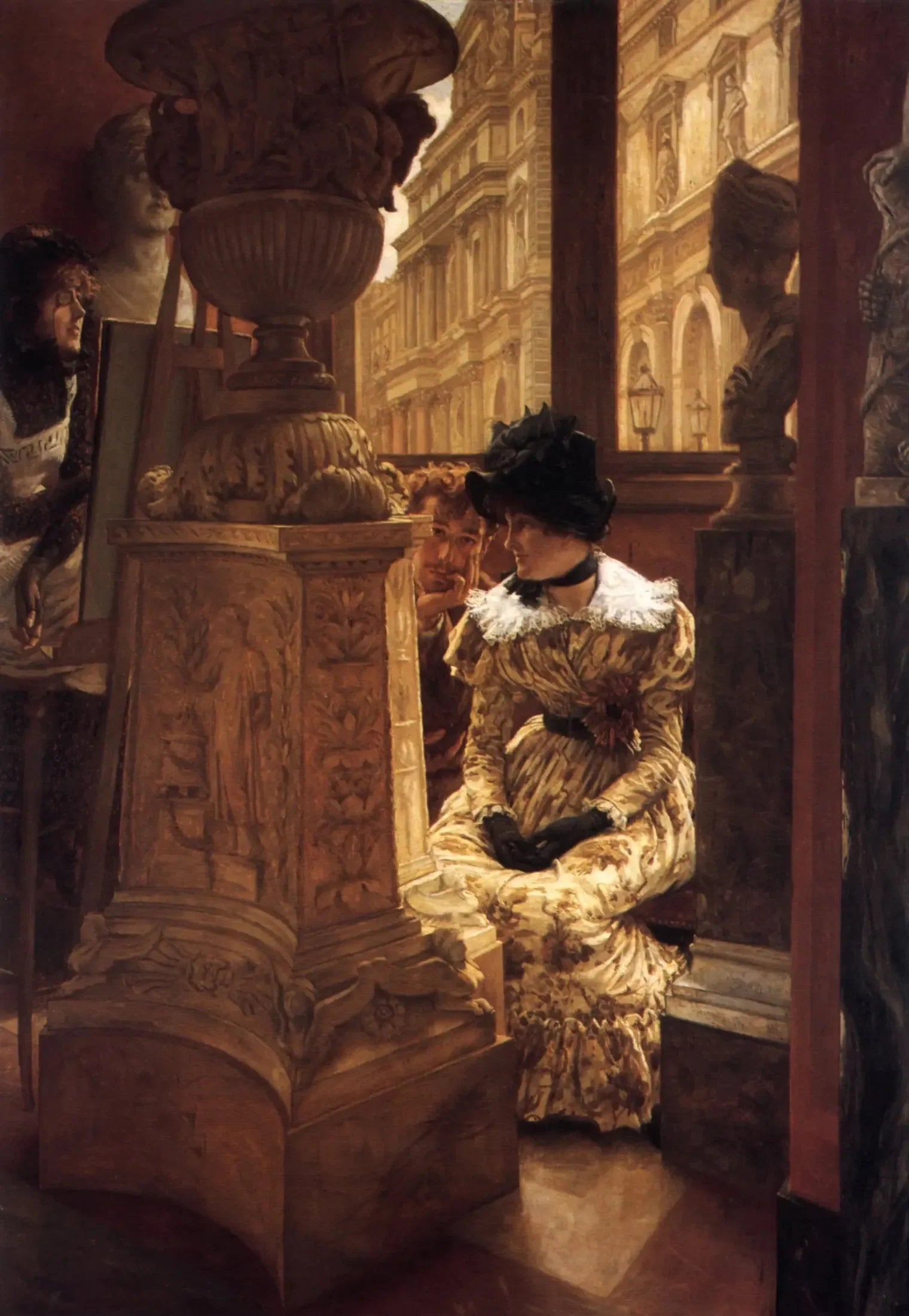 En el Louvre (L’Esthétique) - James Tissot image 1 reproduction d’œuvre d’art à l’huile