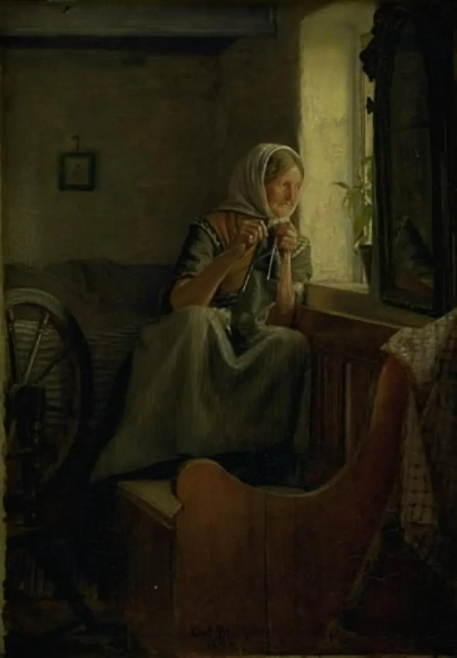 Una vecchia contadina, che guarda fuori da una finestra - Carl Heinrich Bloch