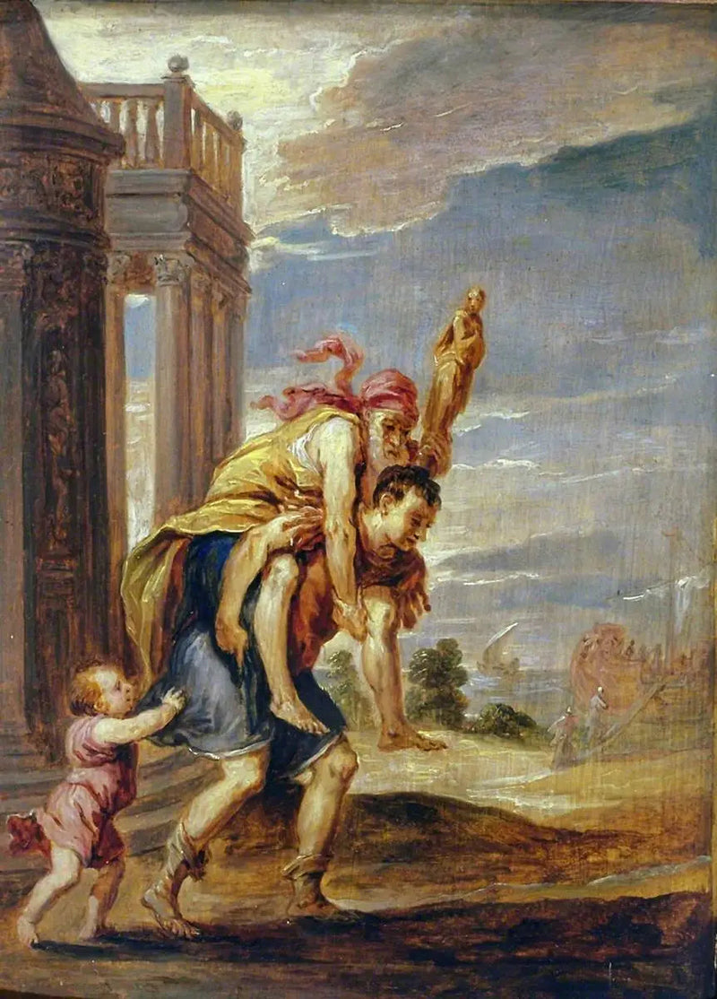 Enée in fuga da Troia (dopo Andrea Schiavone) - David Teniers il Giovane